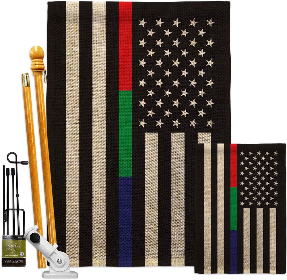 US Thin Blue Green Red Line House Flag First Responders Police Cop Law Enforcement Sheriff Officer Support Small Decorative Gift Yard Banner Double-Sided Made In USA 28 X 40