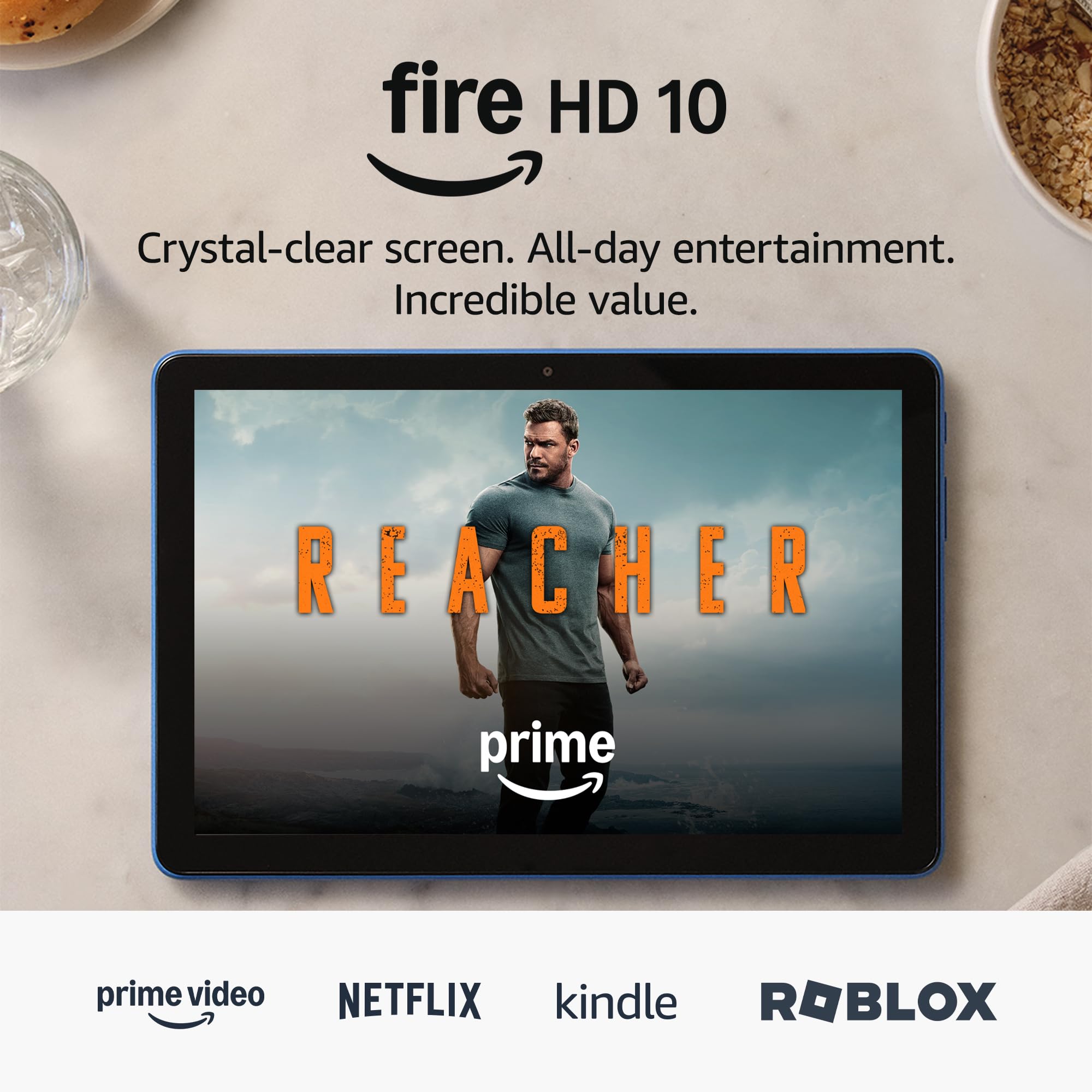 Amazon Fire HD 10 tablet (newest gen), built for relaxation, 10.1" vibrant Full HD screen, octa-core processor, 3 GB RAM, up to 13-h battery life, (2023 release), 64 GB, Black, with adverts — view 9
