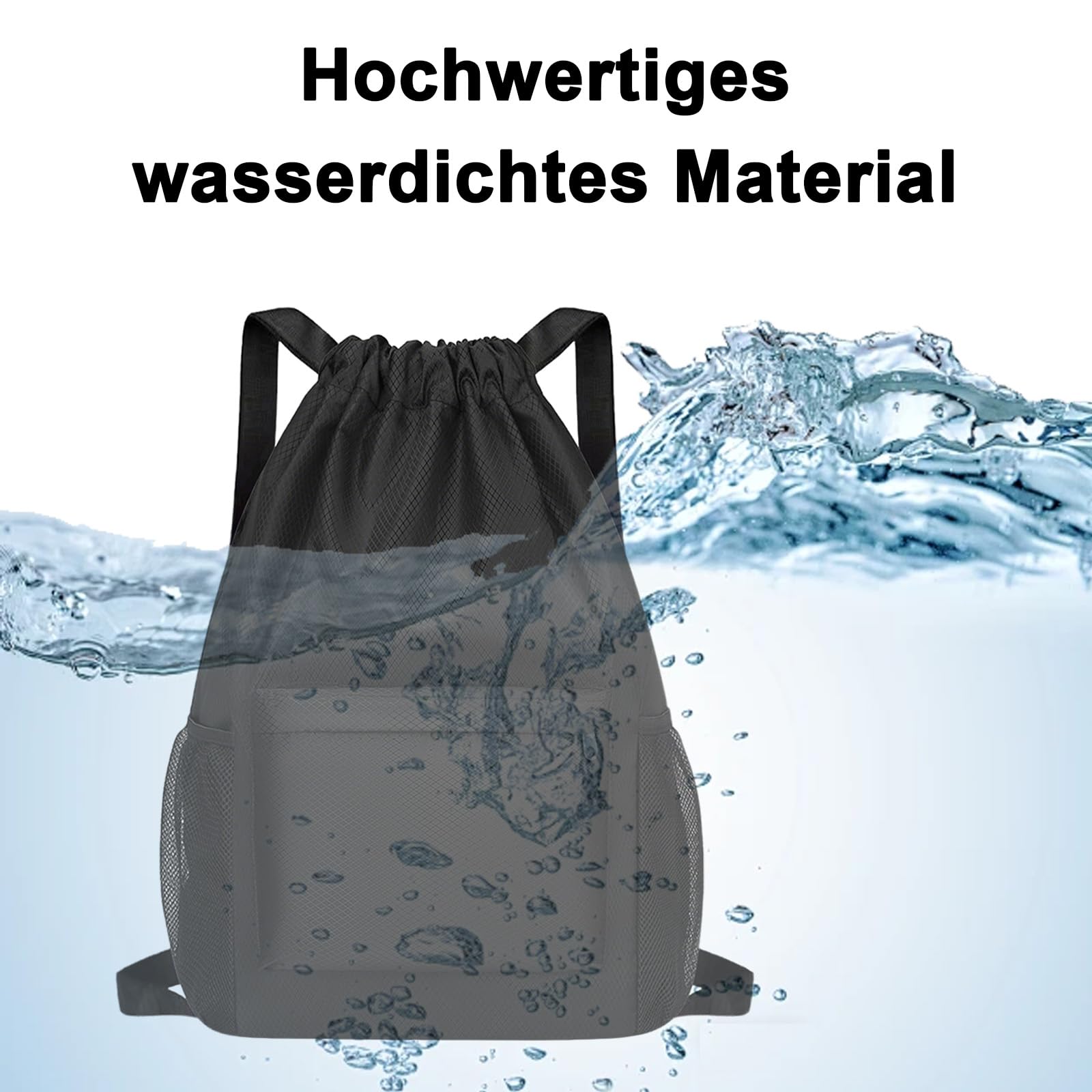 Foonary Bolsa de deporte con cordón, bolsa de deporte impermeable de gran capacidad, bolsa de deporte con cordón, bolsa de deporte negra para hombre y mujer, para deporte, uso diario, viajes, salidas — view 5