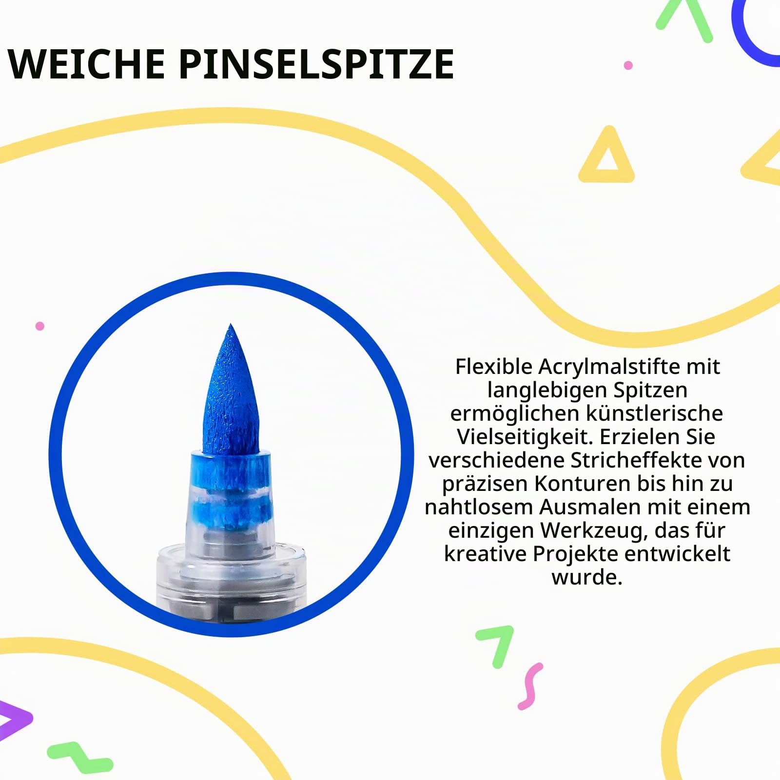 POMAC Acryl-Marker, 24, wasserbasierte Farbmarker, Pinselspitze, flüssige Acryl-Marker, wasserfest, für Stoff, Leinwand, Stein, Glas, Holz, Bastelarbeiten, Kunstbedarf