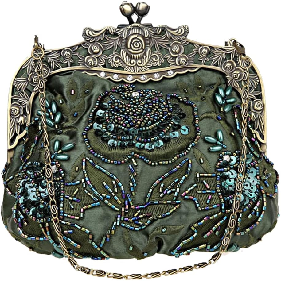 Belsen Women's Vintage Beaded Sequin Flower Evening Handbags