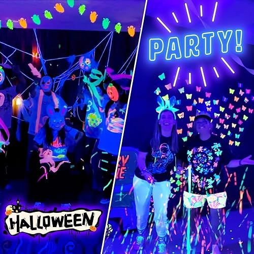 Miniatura 7 de Barra de luz LED negra de 42 W, barra de luz negra impermeable IP66 con cable de 6 pies + enchufe + interruptor, luces negras para fiesta brillante,