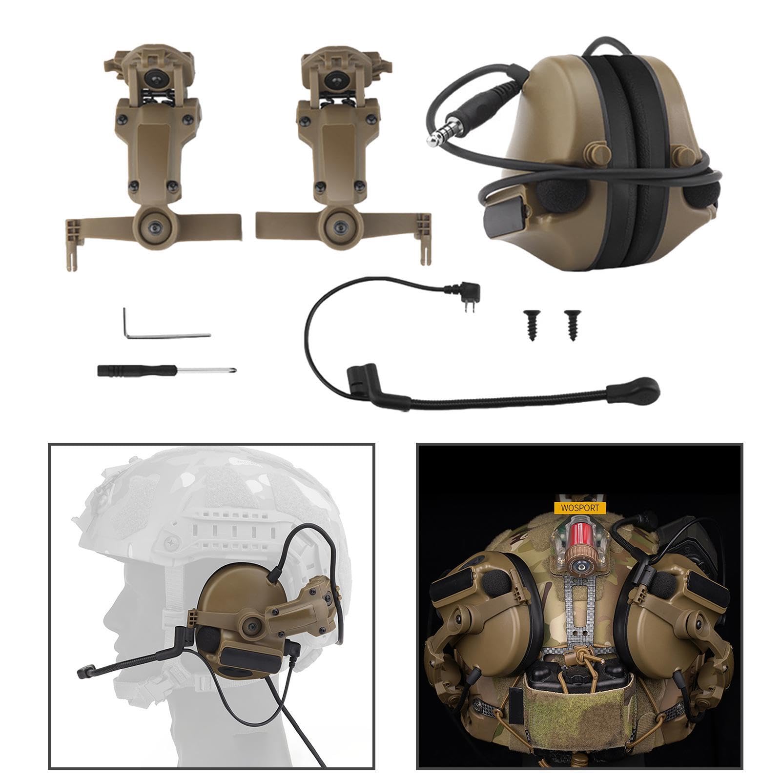 Cuffie per Comunicazione, Cuffie antirumore per la Protezione dell'Udito da Cantiere, Microfono Intercambiabile Sinistro e Destro per Casco Personalizzabile, con