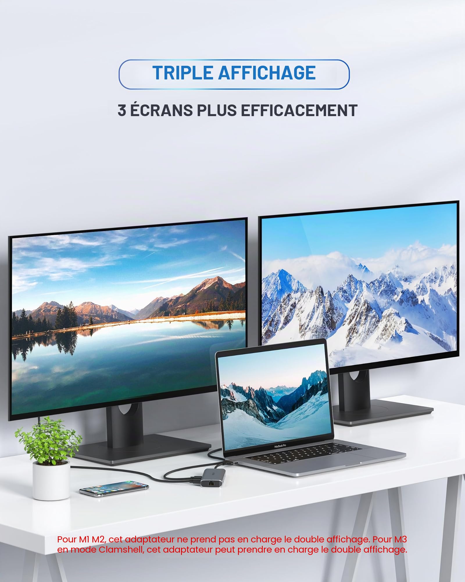 MOKiN 9 en 2 Macbook Station d'accueil pc Portable Dual Monitor Adaptateur | avec 2 HDMI+2 USB3.0+USB 20+SD/TF+100W PD+Ethernet pour MacBook Pro/Air