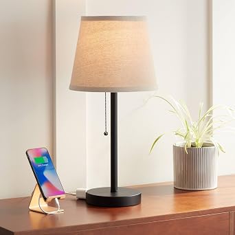 Flesner 20" High Bronze Brown Small Table Lamp Accent AC Power USB + Outlet
