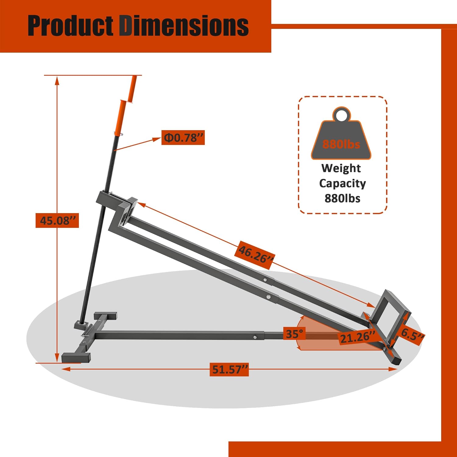 Ride-On Lawn Mower Jack Lift - Telescopic Maintenance Jack for Garden Tractors and Riding Lawn Mowers, 880 lbs Weight Capacity, Manual and Power Tool Handles Included (Grey)