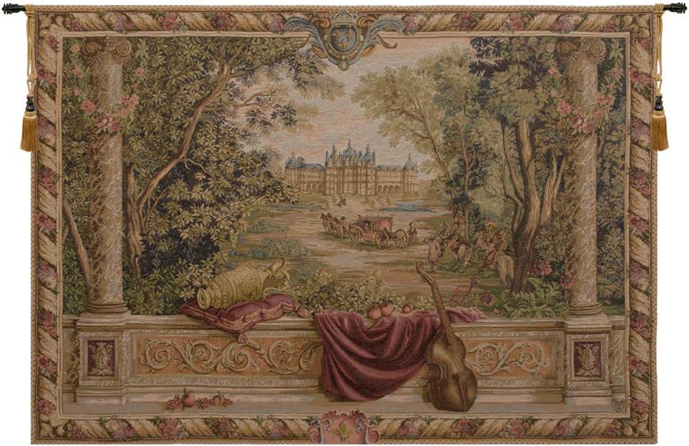 Charlotte Home Furnishings Inc. Verdure Au Chateau II French Tapestry Wall Hanging 34 X 44 Inch Viscose Cotton And Polyester Blend Wall Art Perfect For Home Decor Room Decor And Wall Decor