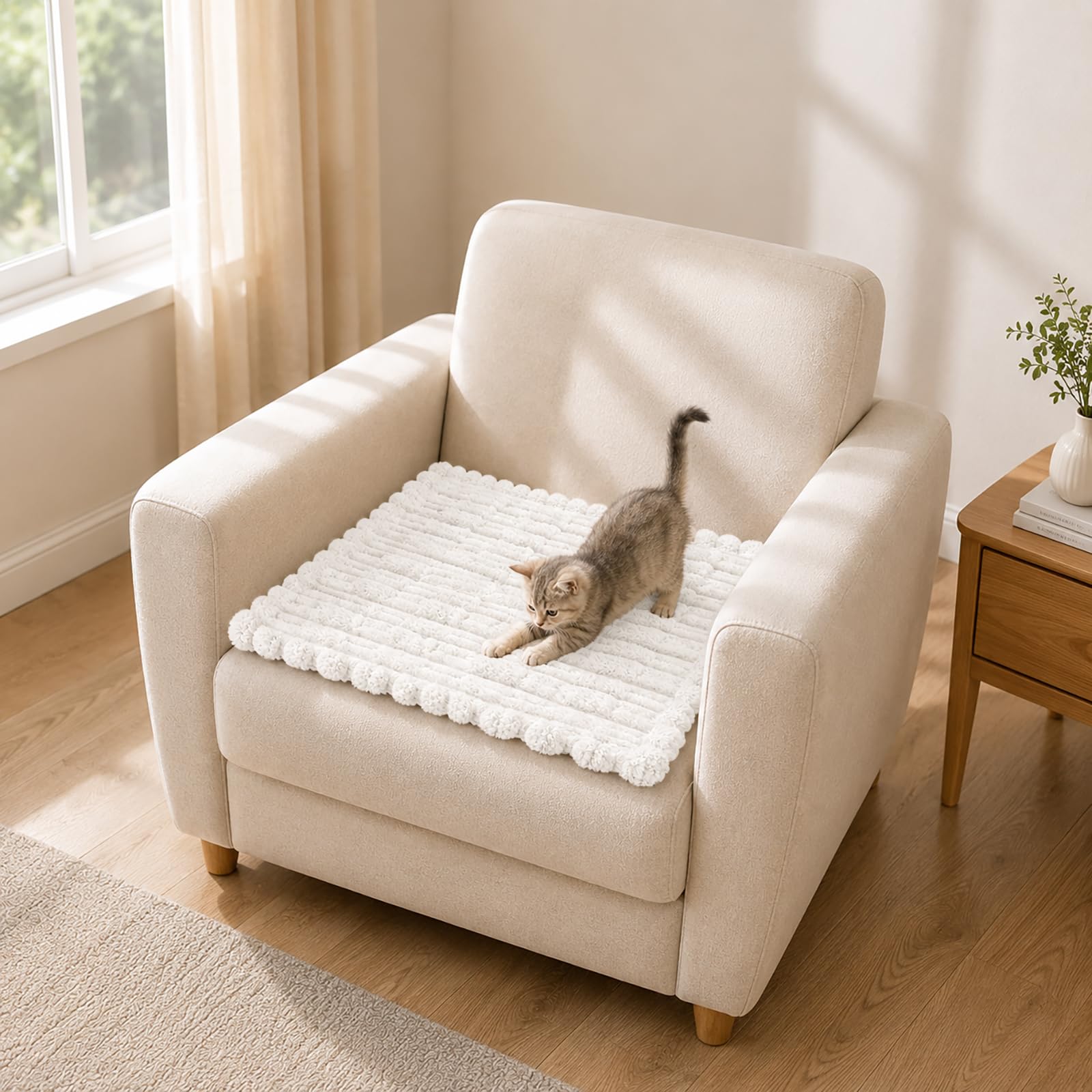 Zlune Waterproof Machine Washable Sofa Cover, Beige White, 1 Pack — image 1