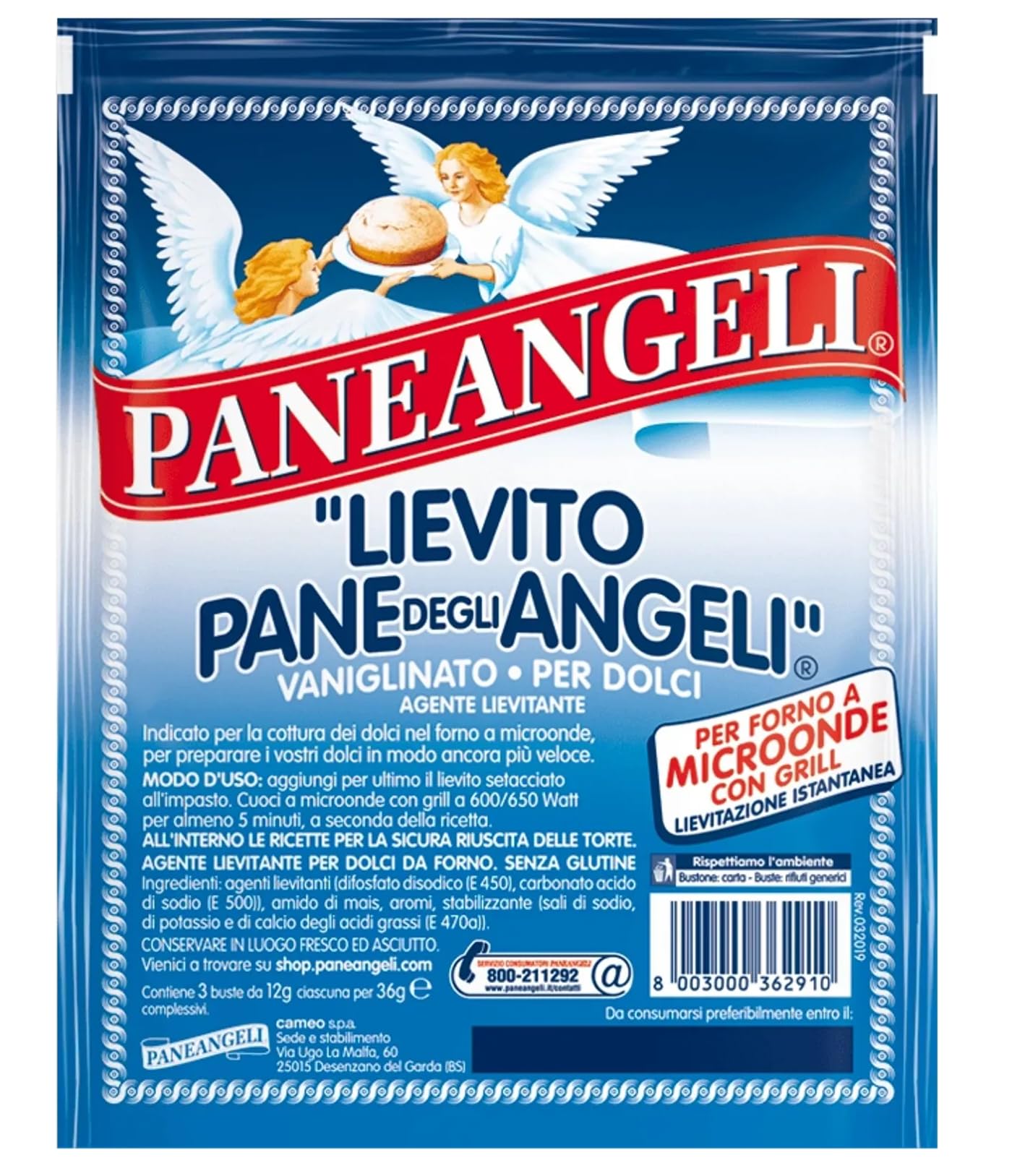 Italian Gourmet Lievito Vanigliato per Dolci Backpulver Dessert 50 x 36g | Aroma di vaniglia, lievitazione rapida; für Kuchen, Muffins und Mikrowelle, Gesamtnettogewicht 1,8 kg + Kostenlos Polpa 400g