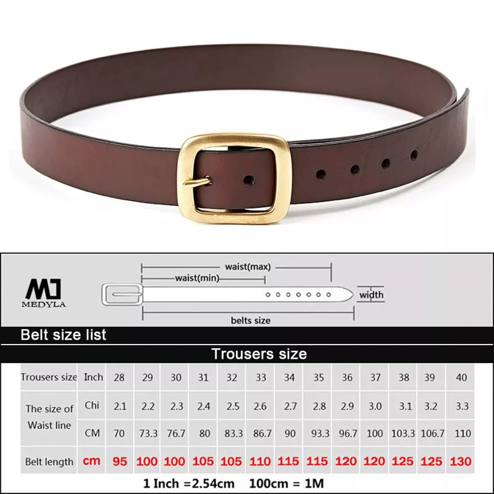 BAJIE Herrengürtel Leder Kupfer Gürtelschnalle Herrengürtel Rindsleder All-Match Business Casual Ledergürtel