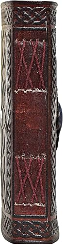 Miniatura 2 de cuero Diario de cuero vintage con relieve de 3 lunas de lapislázuli azul | 240 páginas de papel vintage antiguo hecho a mano con borde barbado,