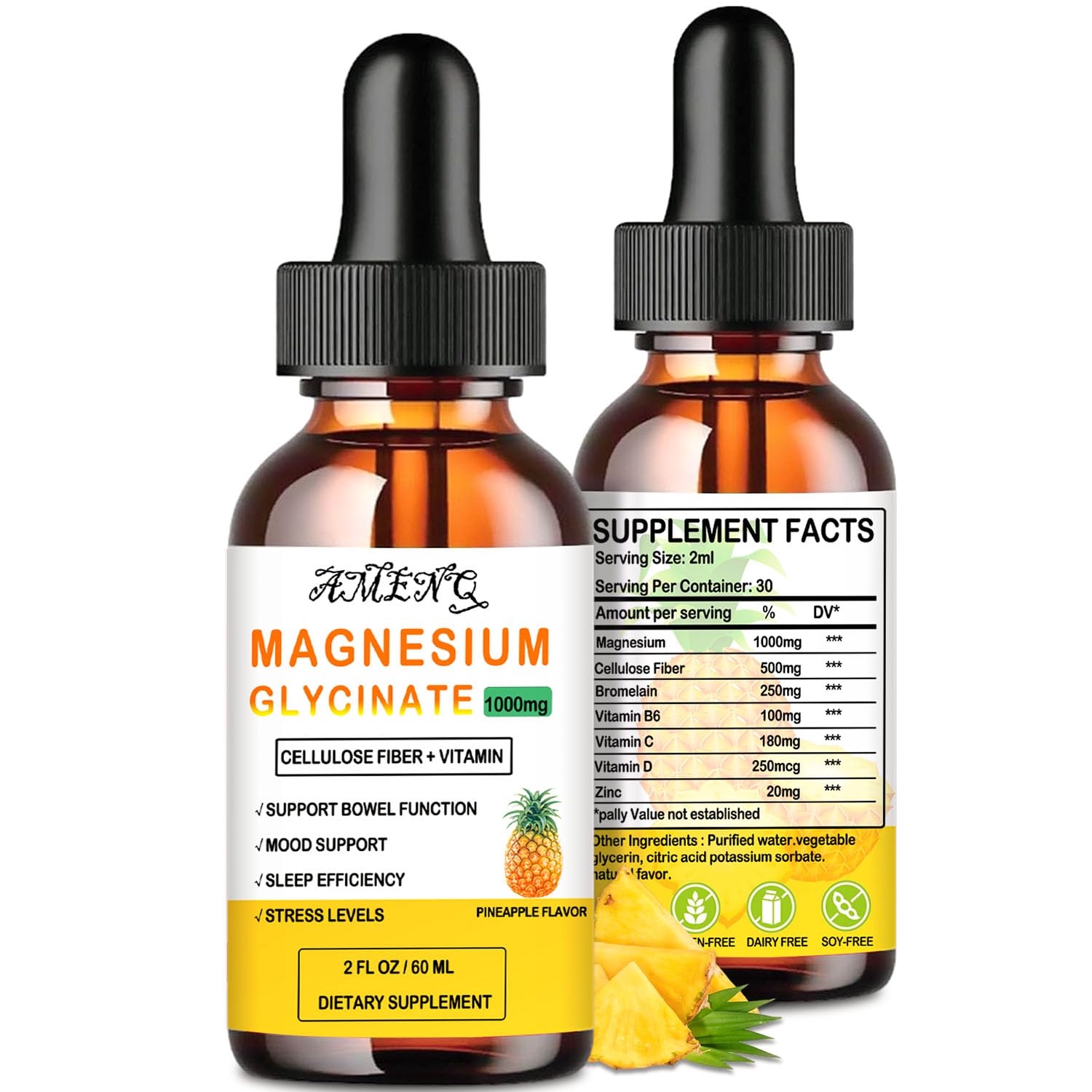 Triple Calm Magnesium Liquid 1000mg, Highly Bioavailable Chelated