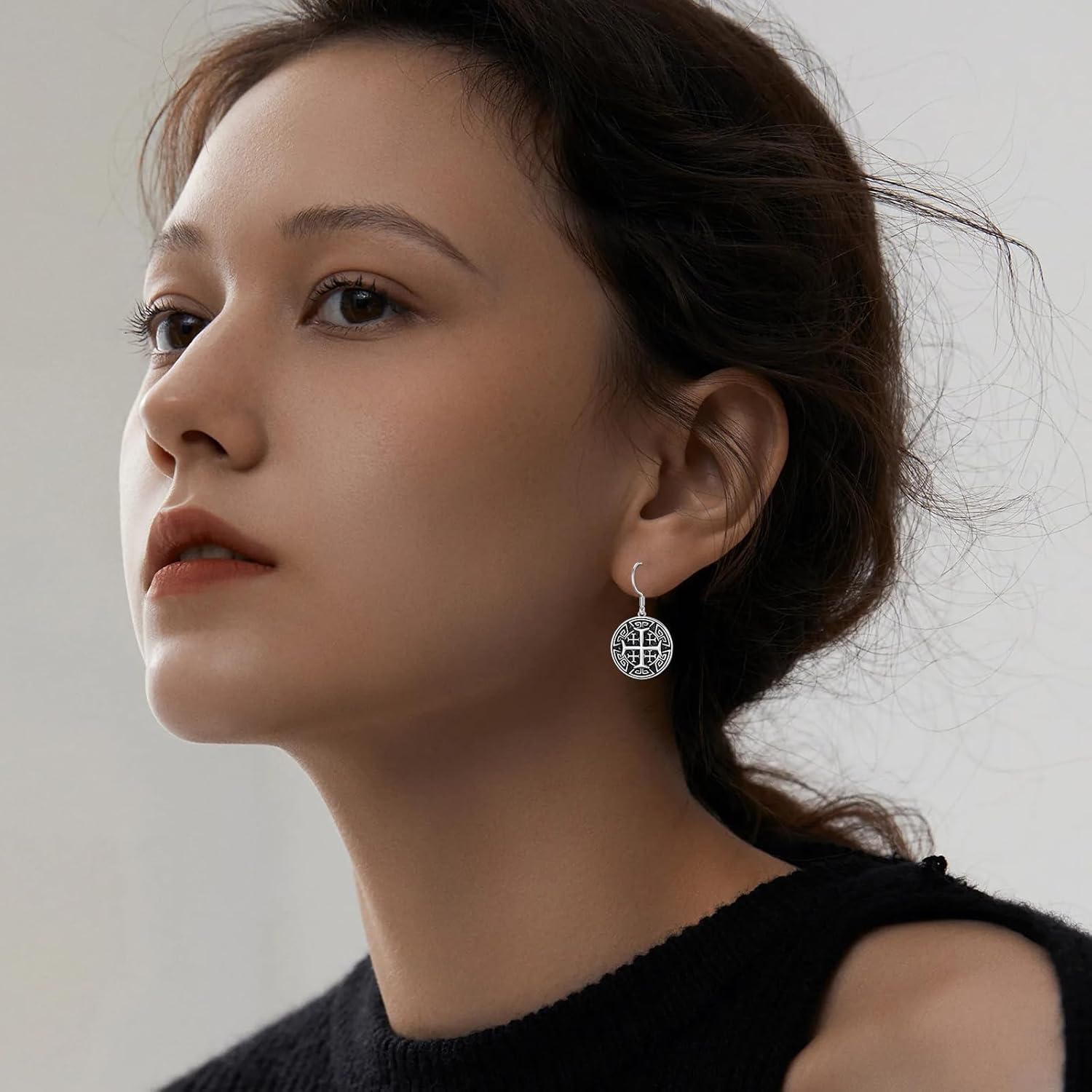 Jerusalem Cross Earrings 925 Sterling Silver Crusaders Jerusalem Cross Dangle Earrings Crusaders Jewelry for Women