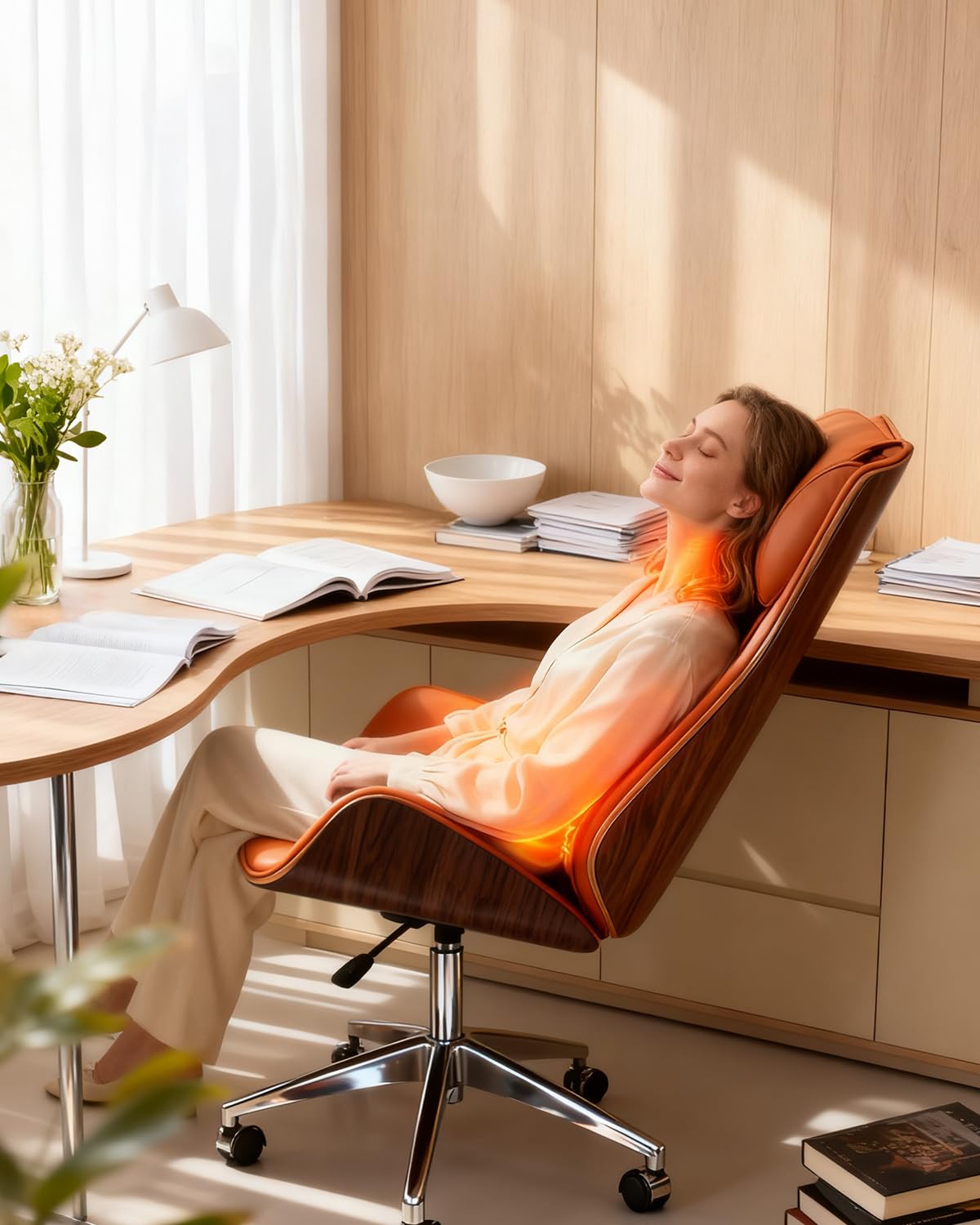 Luxury Office Chair with Aluminum Sturdy Base 6-Point Massage Ergonomic Office Chair 135 Back Support Comfy Desk Big — view 9