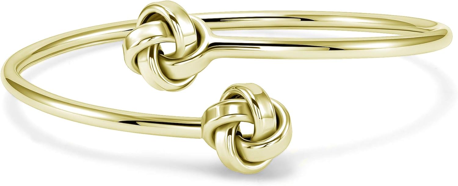 925 Sterling Silver Solid Double Love Knot Cuff Bracelet Made in Italy