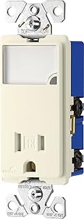 EATON Wiring TR7735LA 3-Wire Receptacle Combo Nightlight with Tamper Resistant 2-Pole, Light Almond