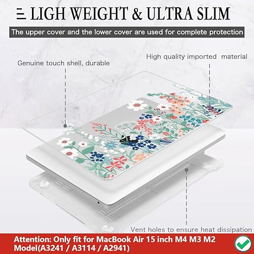 Miniatura 4 de CISSOOK Compatible con MacBook Air de 15 pulgadas, estuche 2025 2024 2023 Modelo de lanzamiento A3114 A2941, estuche rígido de plástico con funda