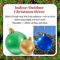 Vista 7 de Adornos inflables de Navidad – Bolas de Navidad de gran tamaño de 8", 17", 27" para patio exterior, césped, árbol - Decoración navideña para Rosa