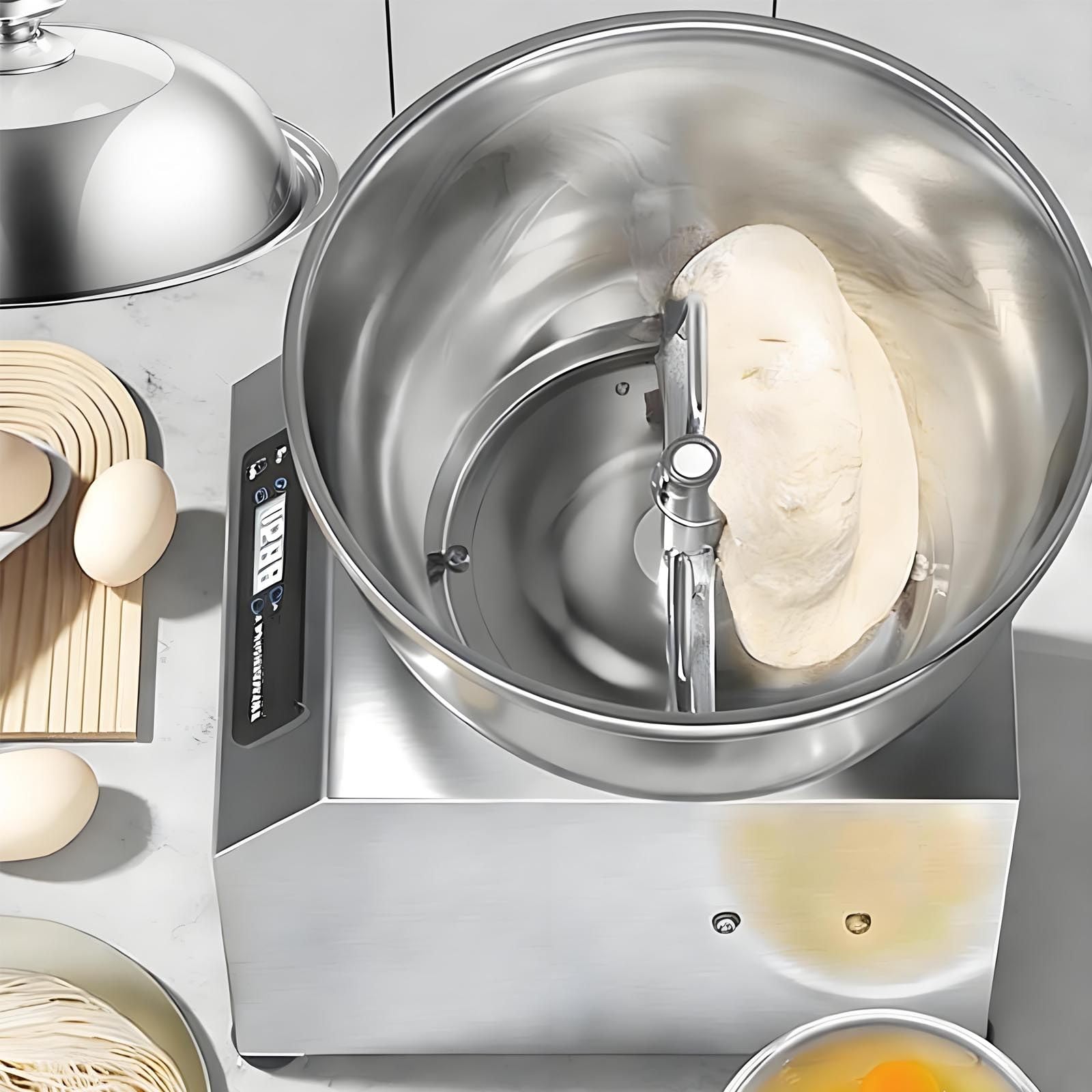 Impastatrice A Spirale Elettrica 1800w,8kg/17,6Libbre,Macchina Impastatrice A Doppia Rotazione per Commerciale/Domestico-Ciotola in Acciaio Inossidabile,per Ristoranti,Panetterie,Pizzerie