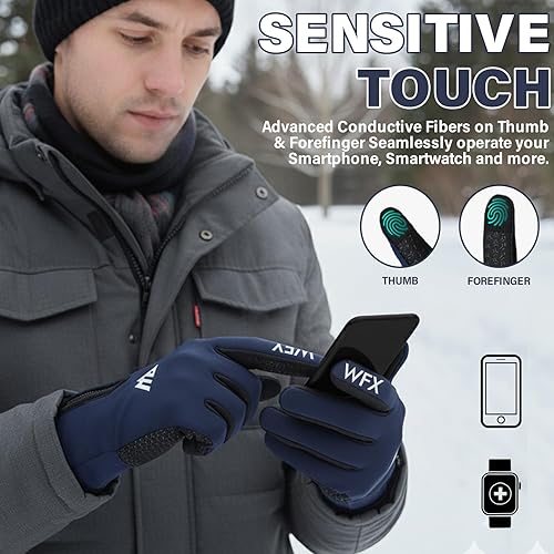 Miniatura 2 de WESTWOOD FOX Guantes de invierno para pantalla táctil, antideslizantes, guantes cálidos a prueba de viento, guantes térmicos de ciclismo para