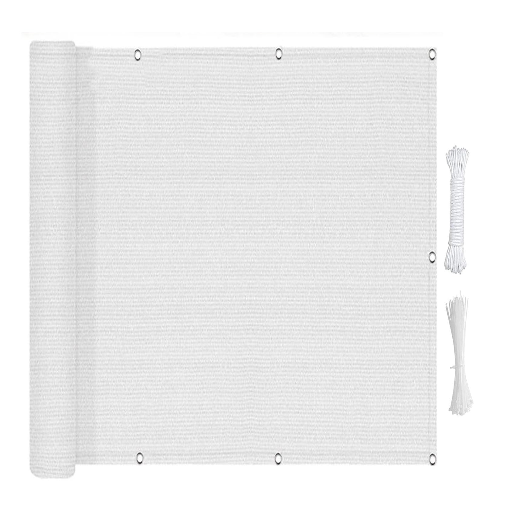 Osłona balkonowa, 40 x 150 cm, ochrona przed promieniowaniem UV, osłona zewnętrzna z przelotkami, do ogrodu, biała, odporna na warunki atmosferyczne, łatwa instalacja