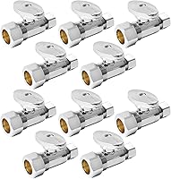 Vista 10 de Paquete de 4 válvulas de parada angular, válvulas de cierre de agua de 1/4 de giro, entrada de compresión nominal de 1/2 pulgada