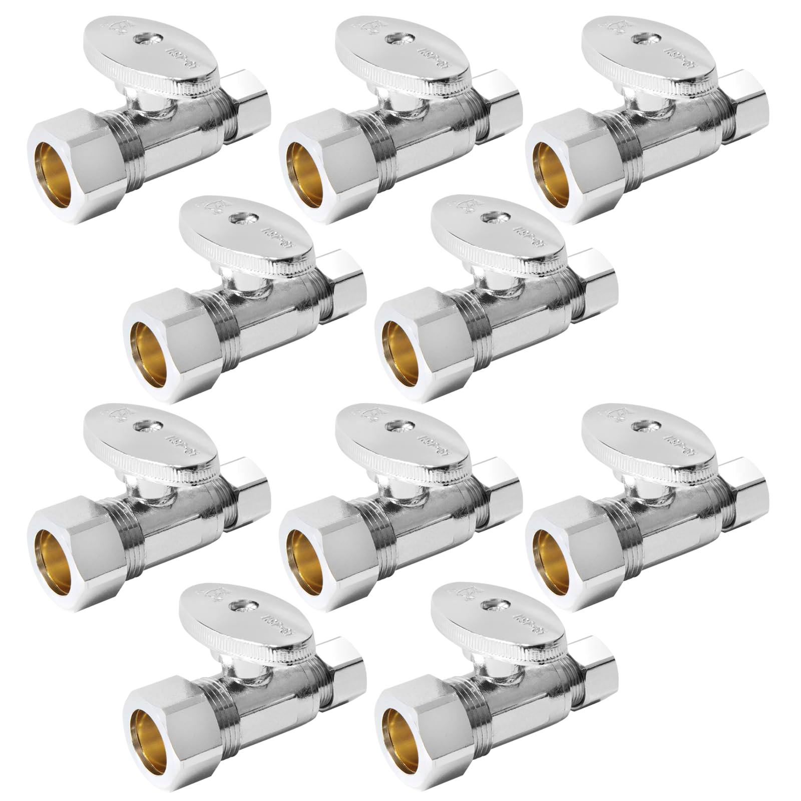 10PACK GUOFIS Straight Stop Valve,1/2"Nom(5/8"OD) x3/8"OD Comp(VALVE122-10)