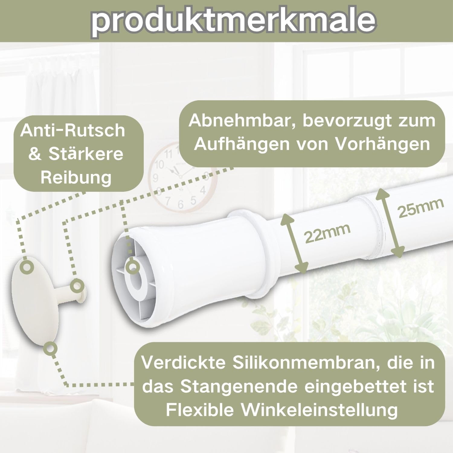 Besuche den Venwemong- Venwemong Vorhangstange ohne Bohren Verstellbare Teleskopstange Gardinenstange belastbare Klemmstange zum Ausziehen durch Drehen Verstellbar, für ihre Gardinen, Trennwand und Balkon Weiß 85-160 cm in use