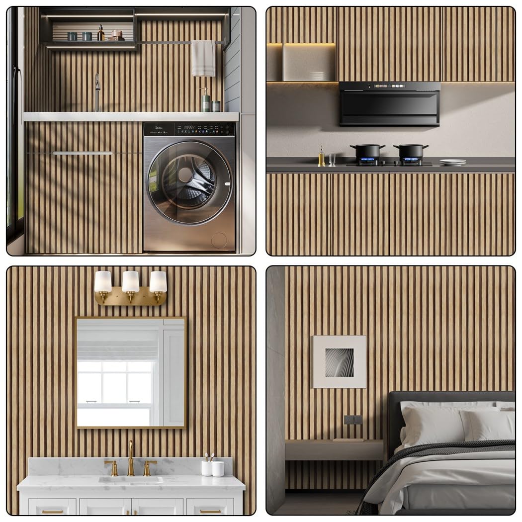 Arthome Papier Peint Moderne aspect bois 44cmx3m Auto Adhesif Panneaux muraux en bois Amovible Vinyle