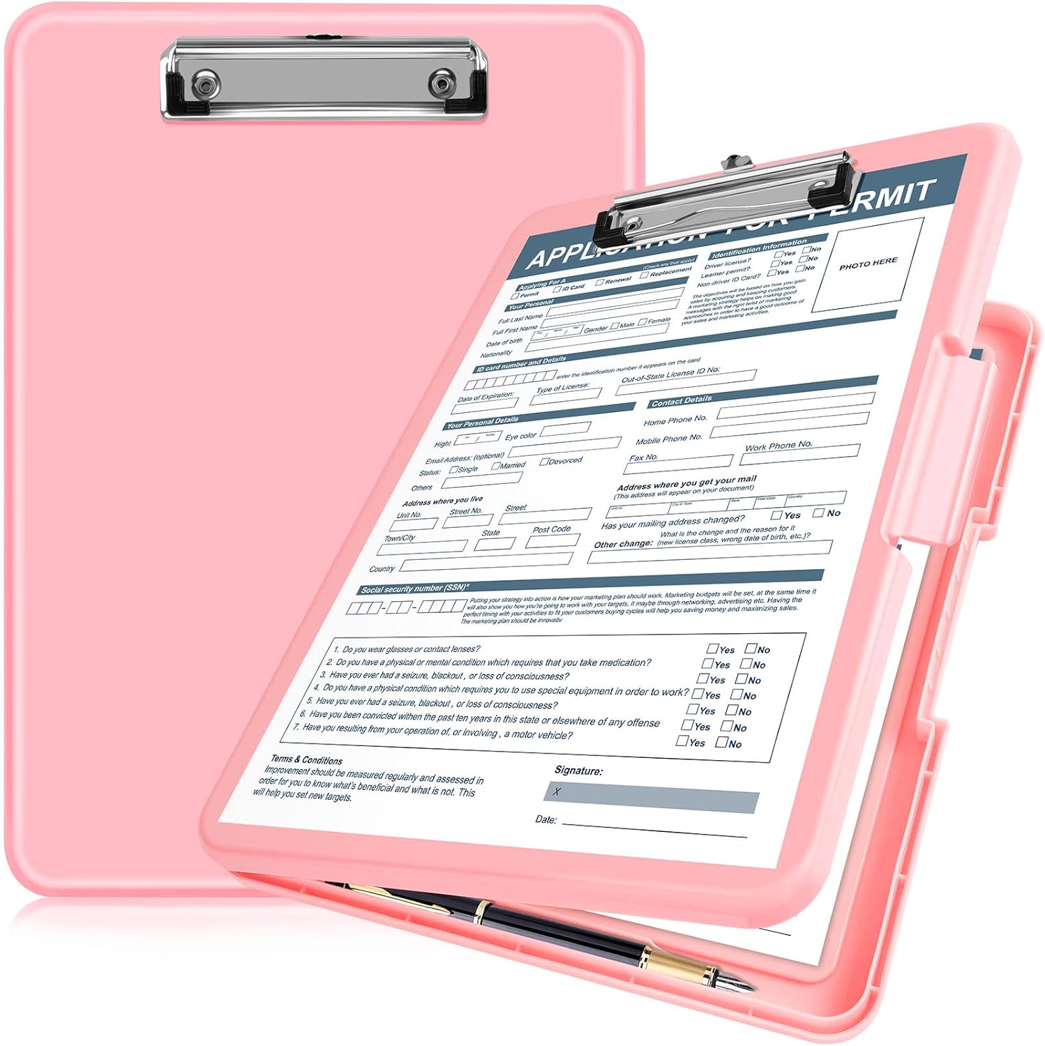 ANZNKU Clipboard with Storage 13x9.6in Storage Clipboard Heavy Duty, Plastic Clip Board with Side Opening, Nursing Clipboards Foldable, Letter Size Smooth Writing for Work, Study(Light Pink)
