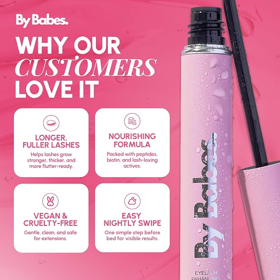 ByBabes Lash CEO Eyelash Growth Serum | Prostaglandin-Free Rapid Brow & Lash Serum For Growth, Lift & Thickness | See Fuller Looking, Healthier Eyebrows & Eyelashes In 4-6 Weeks | UK Made | Peptide Lash & Brow Serum with Biotin and Caffeine for Longer, Thicker, Fuller Lashes and Brows in 4-6 Weeks.
