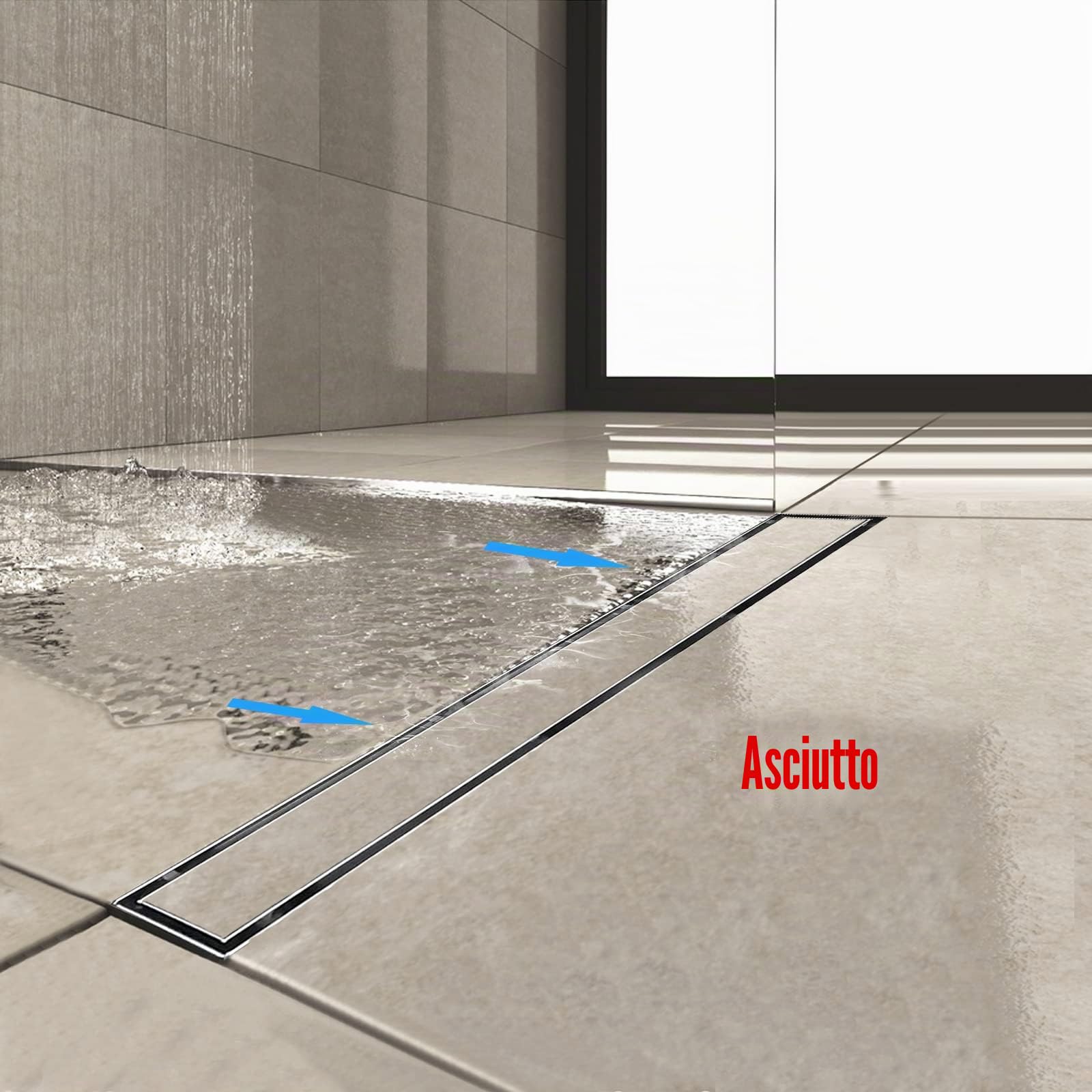 Canale di scarico Doccia con sifone, Scarico doccia con dispositivo deodorante e filtro per capelli, scarico a pavimento 60cm