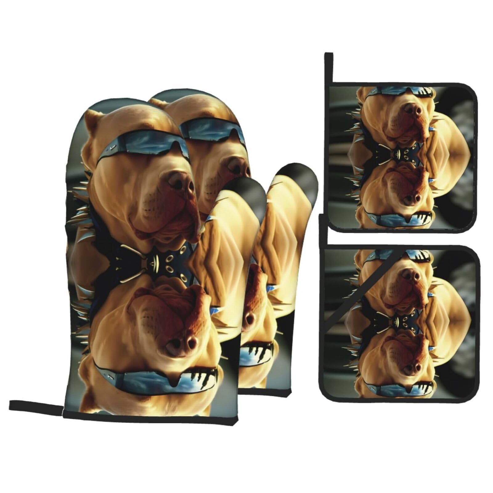 WHJSHOP Dogs Prints Kitchen Layers: Waterproof Oven Covers for Safe Handling & Easy Cleanup – 4 Piece Heat Protection Bundle