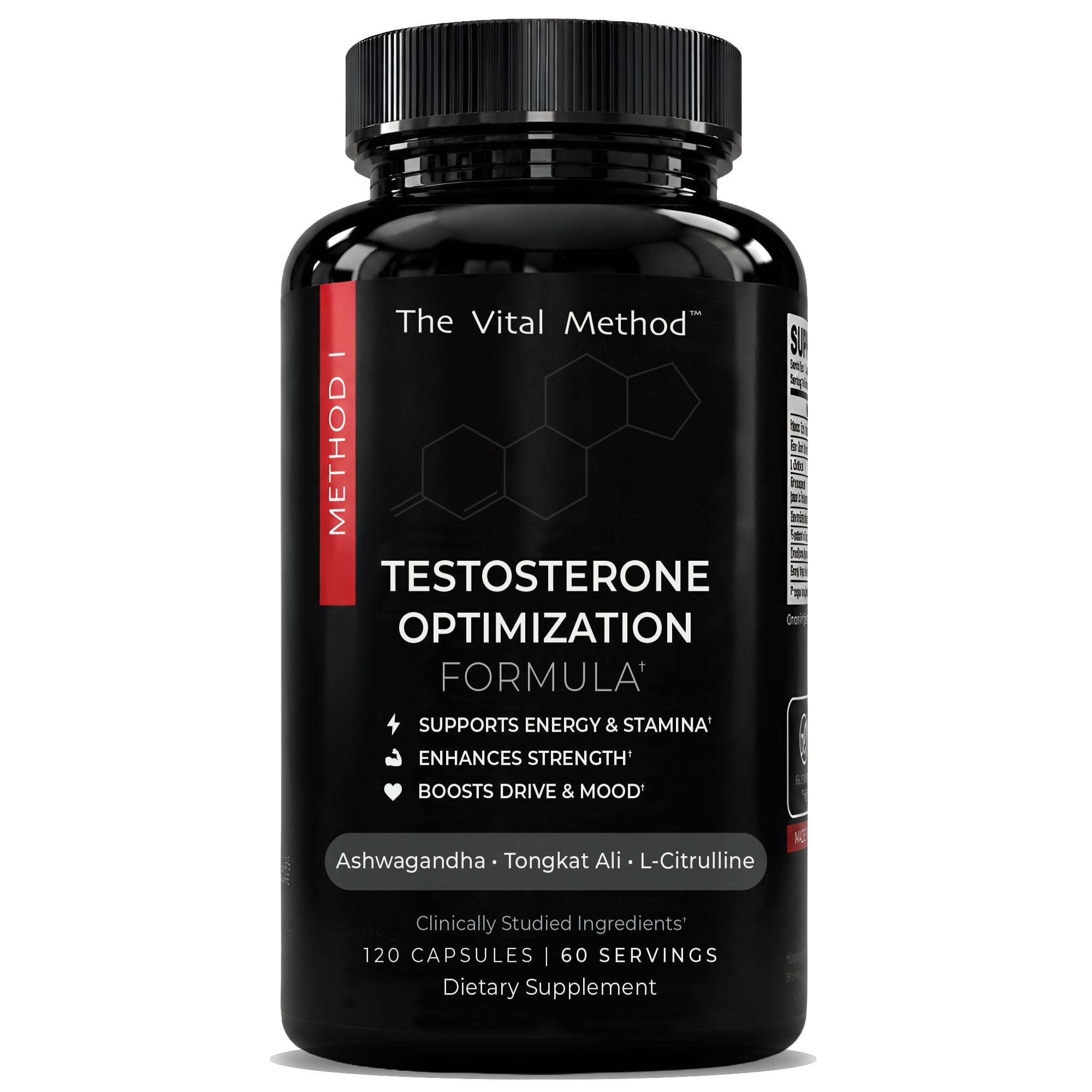 Testosterone Optimization Formula – Testosterone Booster Supplement for Men with Ashwagandha, Tongkat Ali 200:1, L-Citrulline, DIM, Boron, Zinc & Vitamin D3 – 120 Capsules