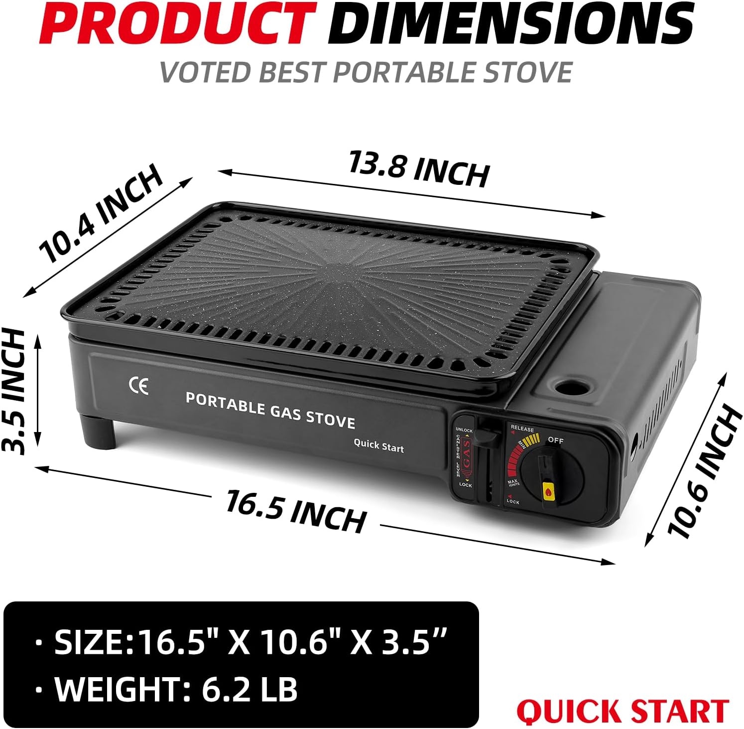 Butane Stove with Griddle Top and Carrying Case, Portable Outdoor Cooking (Butane Stove with Griddle Top)
