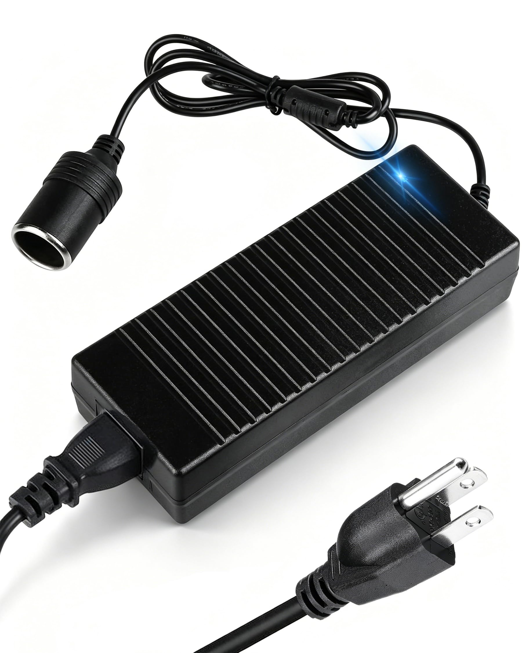 AC to DC Converter 110V to 12V, 180W 15A Power Adapter with Cigarette Lighter Socket, 120V AC to 12V DC Converter for Car Devices, Tire Inflator, Car Vacuum, Cooler (Upgraded)