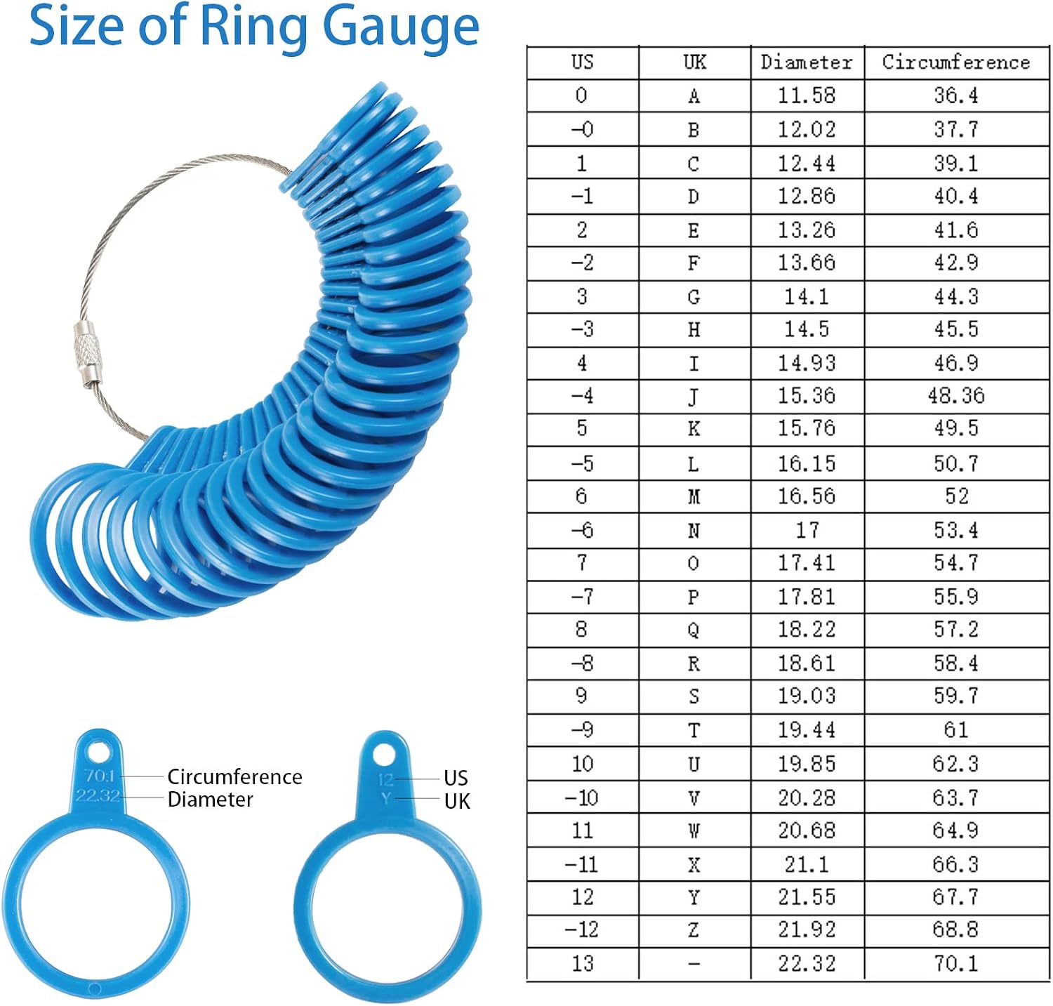S SEEOOR Ring Size Measuring Tool Set, Plastic Ring Mandrel Ring Sizer Guage, Ring Sizing Stick and Ring Gauge for Finger Jewelry Making (6 Pack)