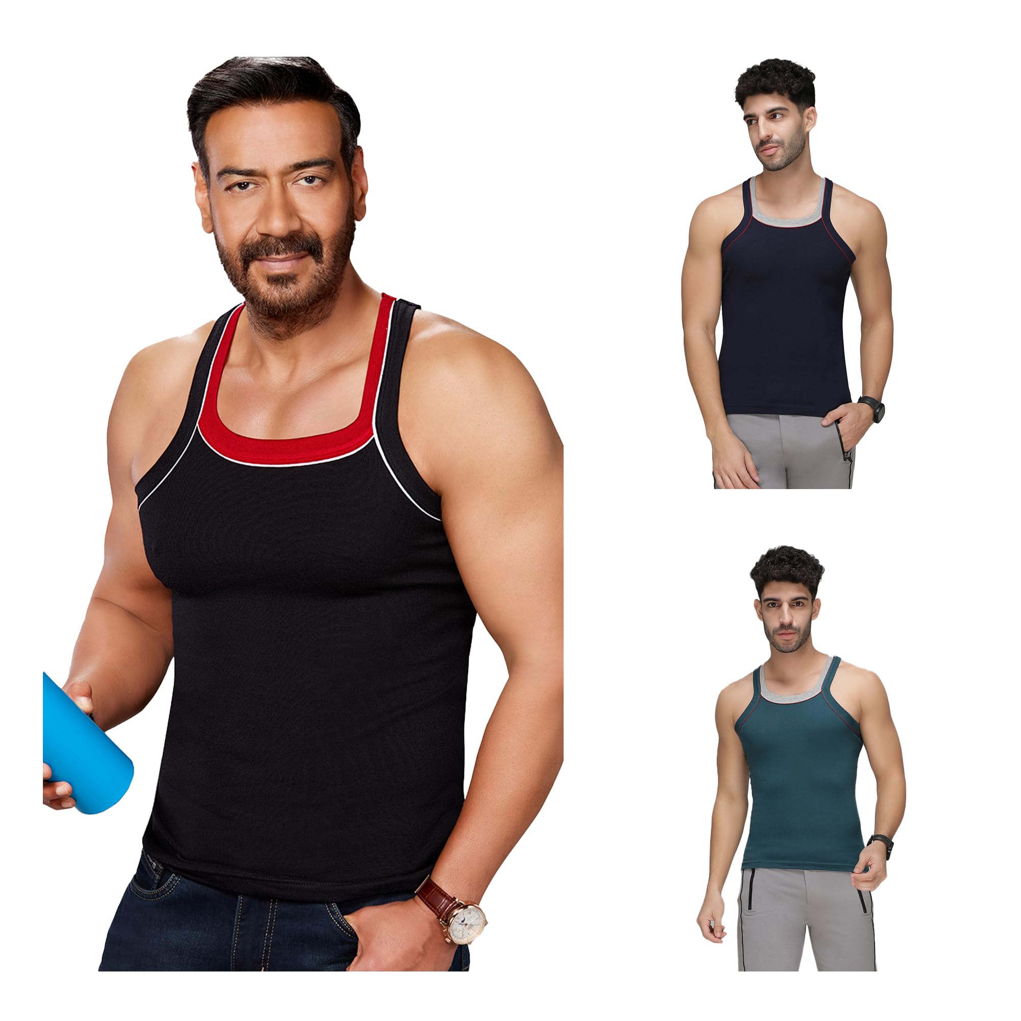 amul comfy Pack of 3 Cotton Round Neck Sleeveless Solid Men Vest-picture-21