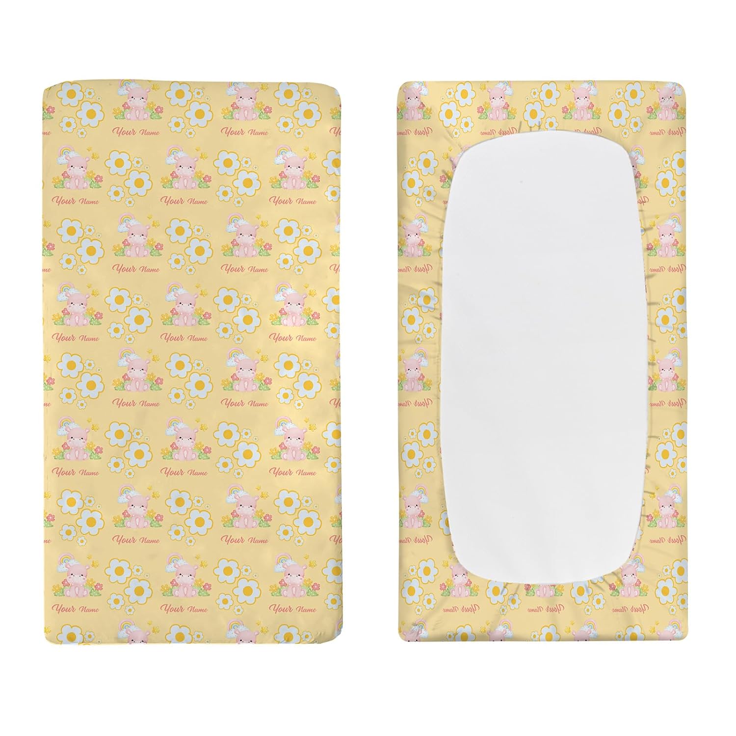 Custom Baby Changing Pad Cover - Personalized Diaper Changing Table Sheet Stretch Fitted Bassinet Sheet Yellow(16"x32")