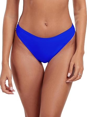 RELLECIGA Womens Cheeky Mid Waisted High Cut Bikini Bottoms
