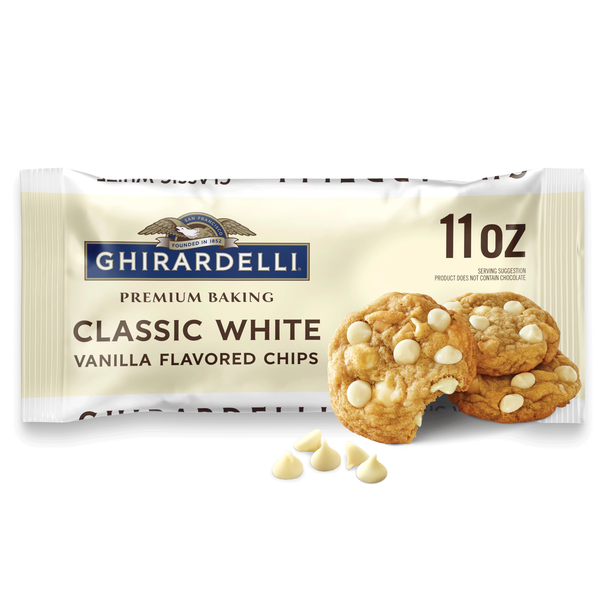 GHIRARDELLI Classic White Vanilla Flavored Premium Baking Chips, 11 OZ Bag (6 Bags)
