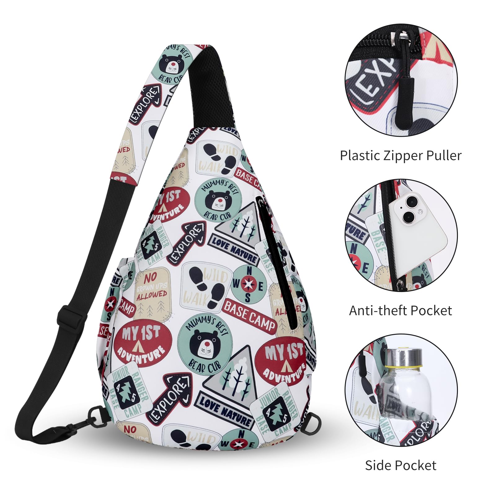 HUA ANGEL Sling Backpack for Women Men Anti-Water Front Pack Chest Bag Over Shoulder Bag Crossbody Daypack Lightweight Sport Work Travel Study Outdoor Running - Image 4