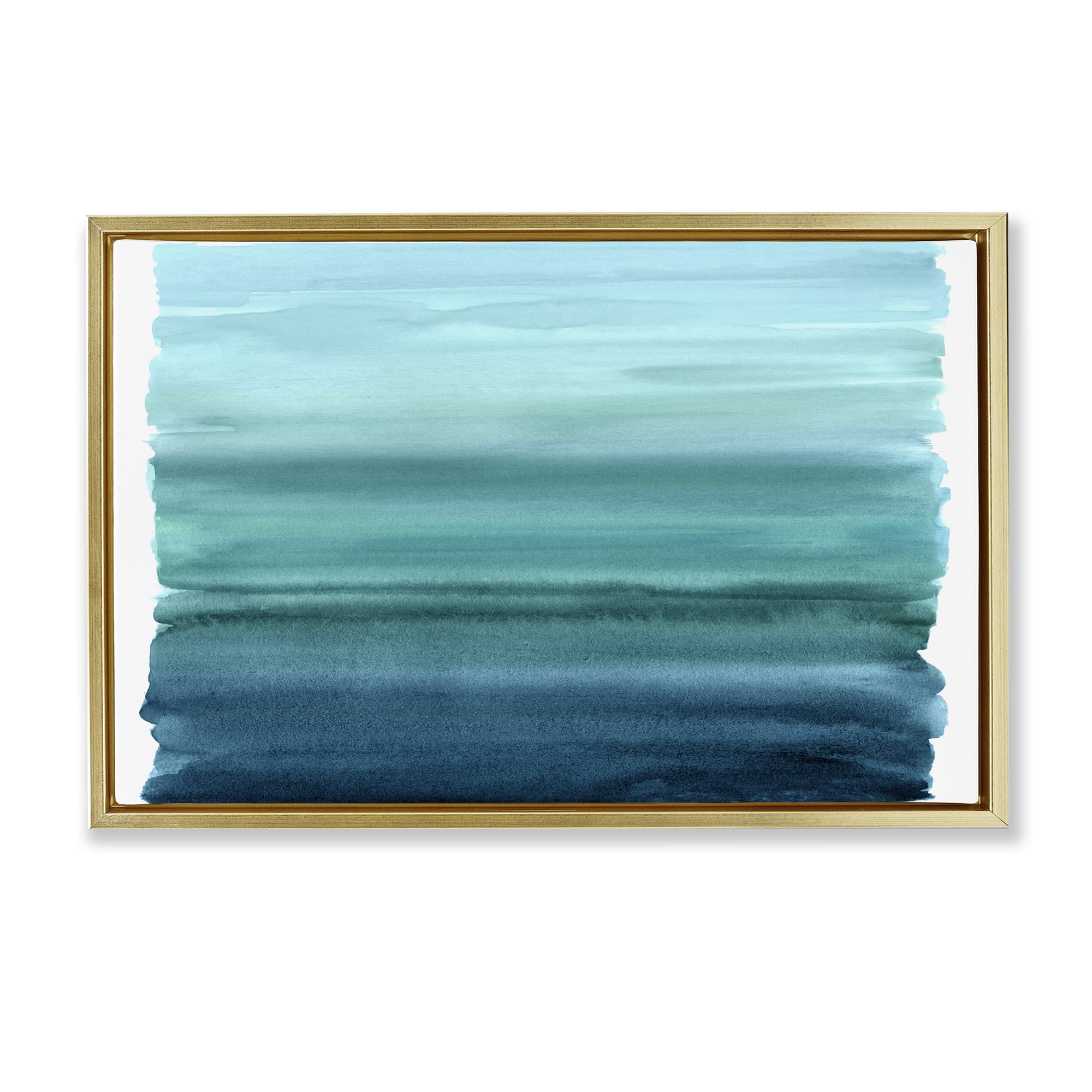 Stupell Industries Metallic Gold (Matte) Ombre Teal Gradient Abstract Calm, 16 X 24 Inch Canvas In Floater Frame