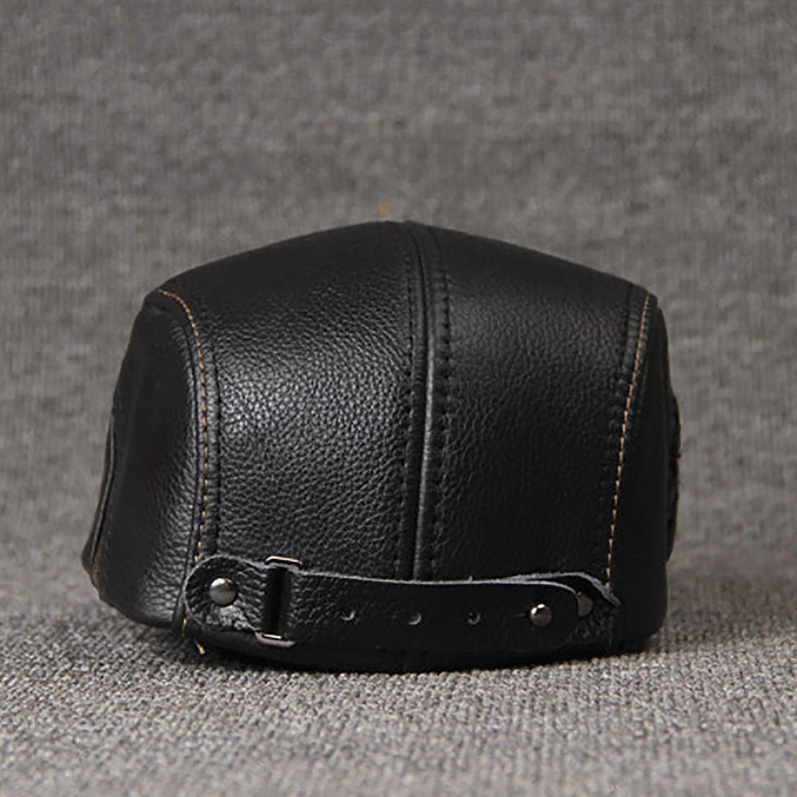 G&F Uomini Pelle Cappello Strillone retrò Berretto Cappello Piatto Inverno Cappello Golf (Color : Black, Size : 57-58)