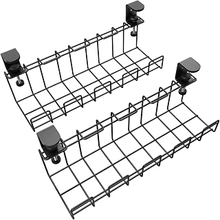 Kabelhalter Schreibtisch klemmbar für Ordnung am Arbeitsplatz – verstaut Kabel, Ladegeräte & Steckdosenleisten werkzeugfrei (2× Set Größe M, Kabelorganizer, Kabelmanagement & Kabelkanal) KD Essentials