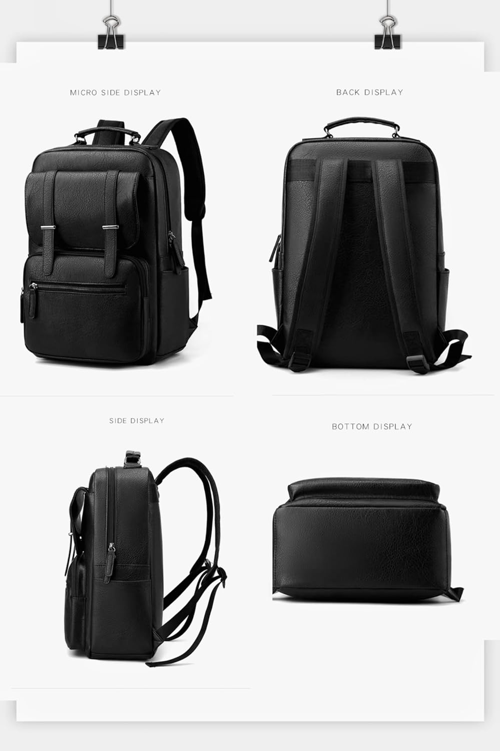 Business Men and Women PU Leather Backpack 15.6inch Laptop Waterproof Backpack Travel Commuter Lightweight schoolbag (Brown backpack5,Large) - Image 5