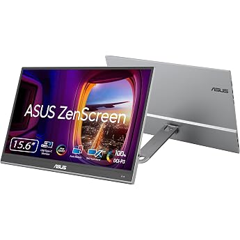 ASUS ZenScreen OLED MQ16AHE 156 Zoll Full HD Portabler Monitor 100% DCI-P3 1920x1080 169 1ms HDR 10-720g leicht Autorotation 360 Grad Stand Sockel gl nzendUSB-C Mini HDMI