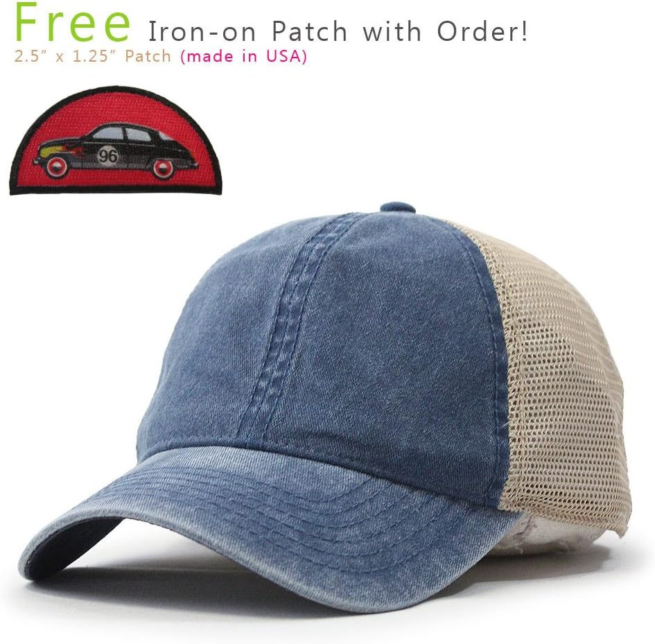 Vintage Washed Cotton Soft Mesh Adjustable Baseball Cap (Navy/Navy/Khaki 96R) - Image 3