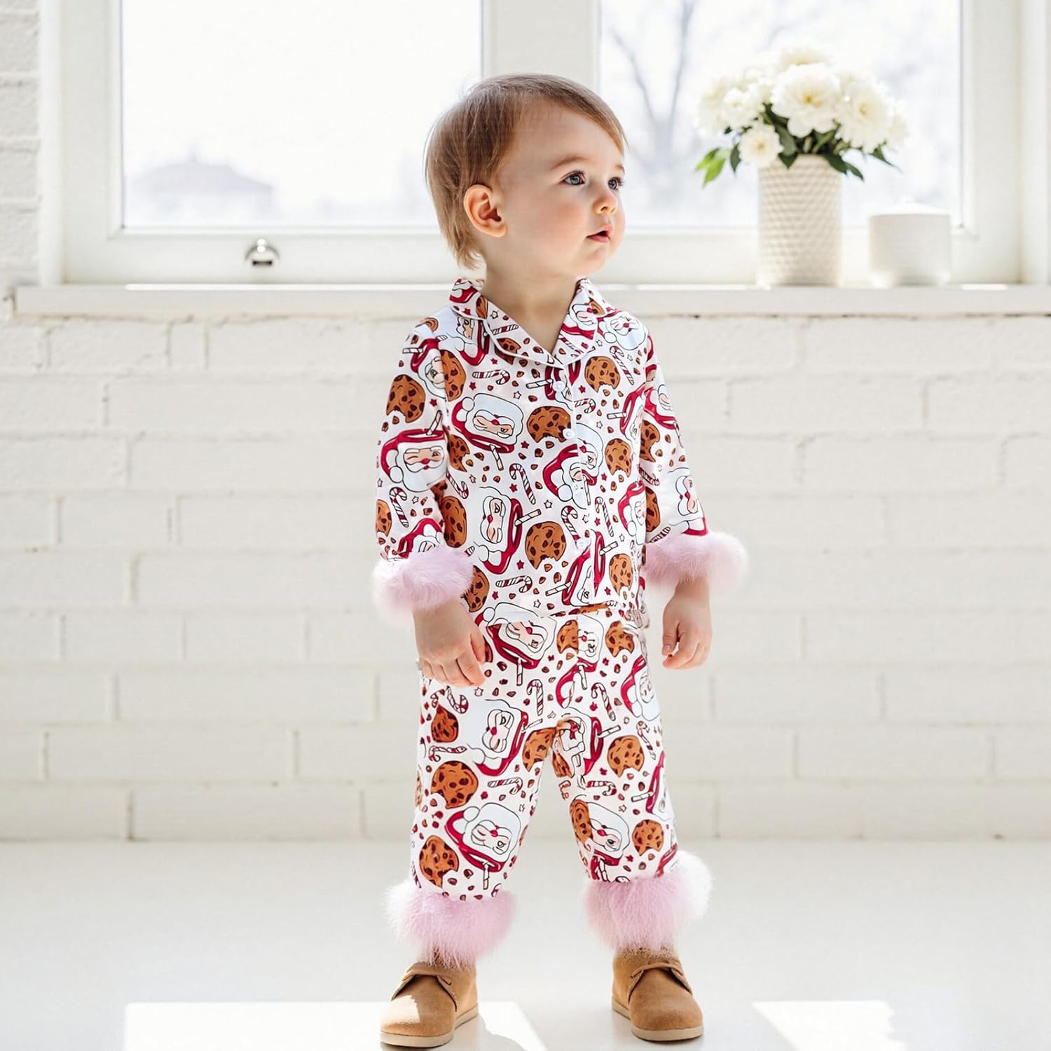 Kayotuas Halloween Pajamas Set Toddler Girl Pumpkin Pjs Feather Cuffs Button Down Shirt Pants Sleepwear Cute 2Pcs Loungewear - Image 4