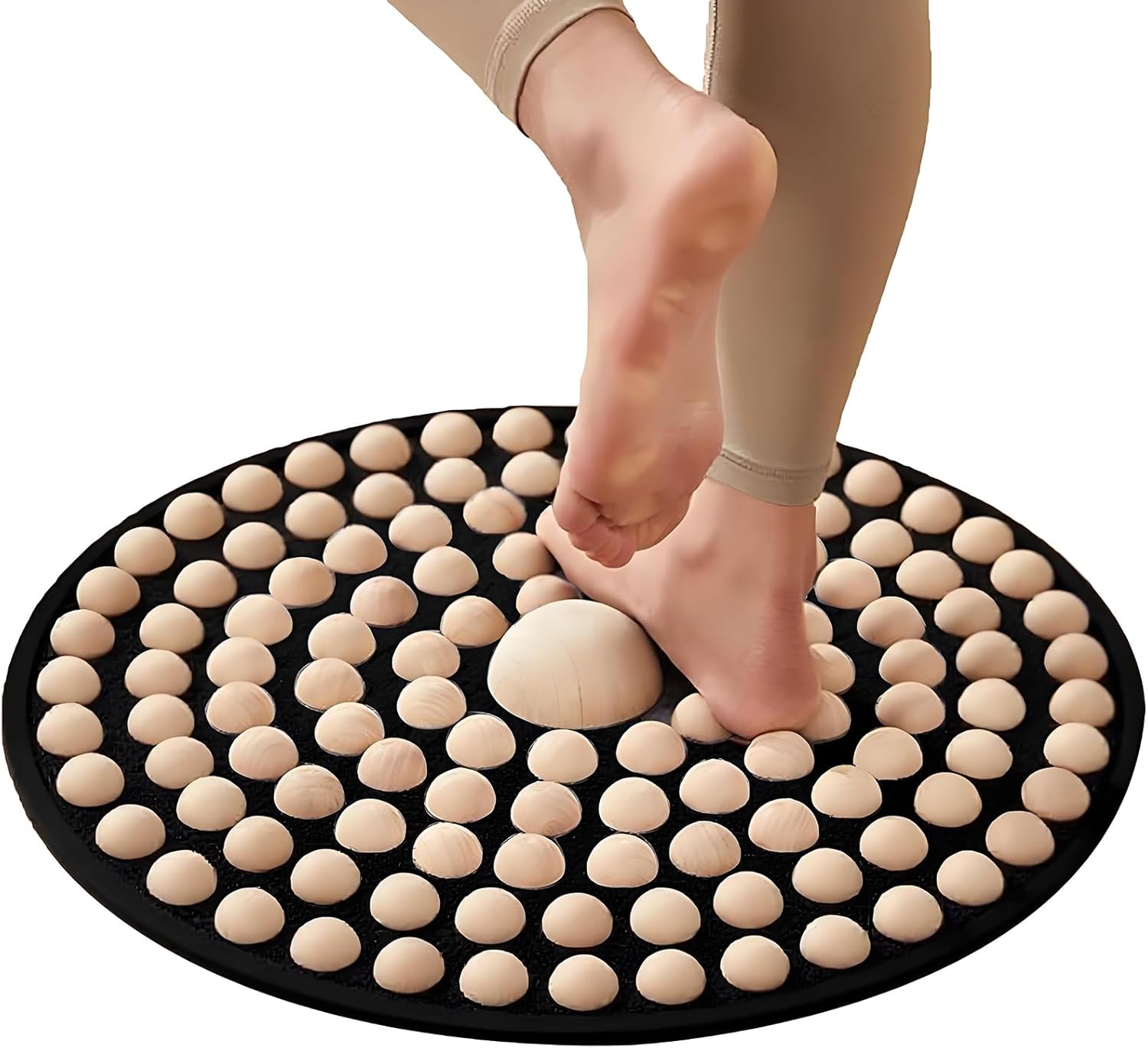 LIYAOLI Wood Foot Massager Mat - Portable Acupressure Pad for Pain Relief, Foldable Pressure Point Relief Tool, Home Spa Therapy Foot Massage Board, Ideal Gift for Seniors